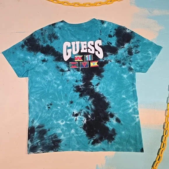 Guess Originals Urban Outfitters Blue Tie Dye Tee XL New Tags USA New VTG Collab - Picture 5 of 5